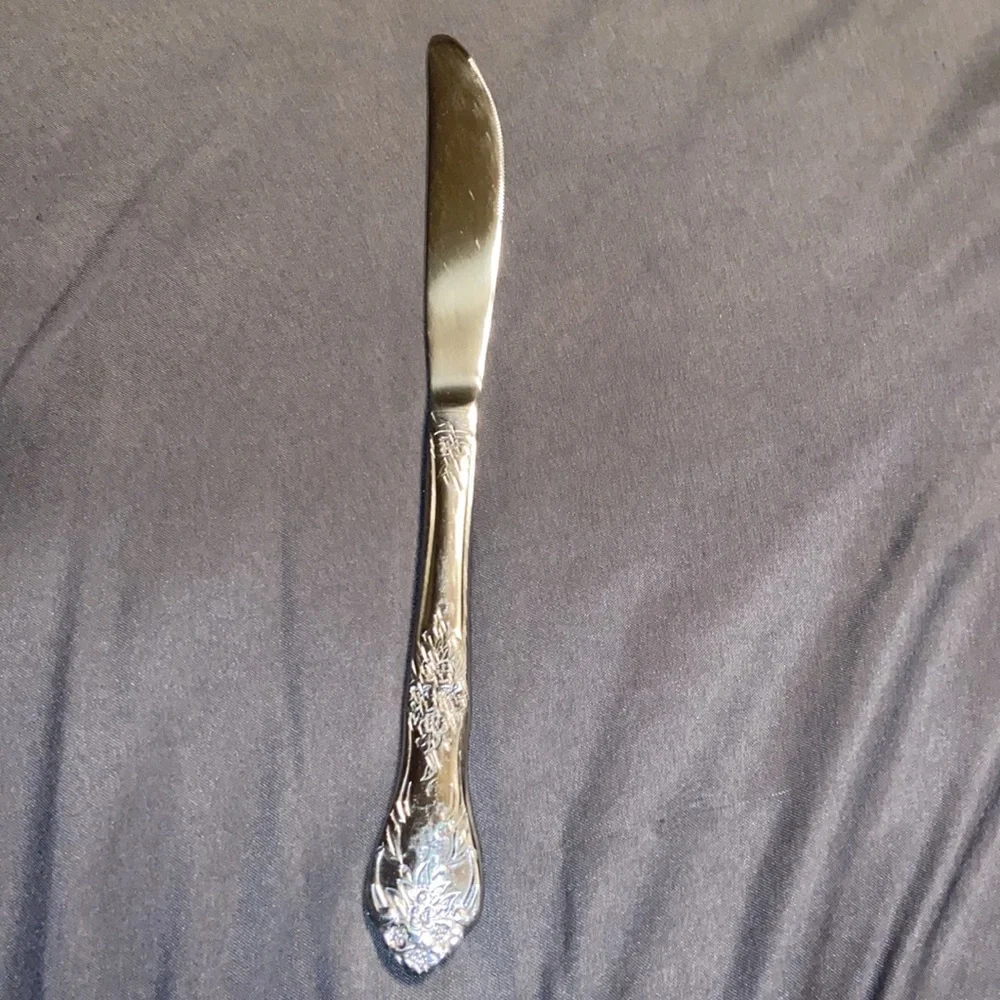 Set of four, new in plastic, stainless steel flatware knives